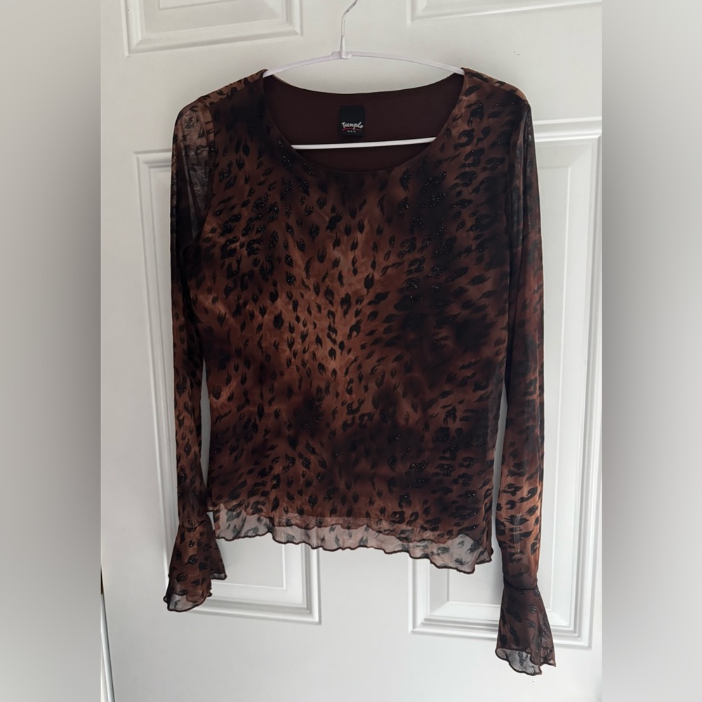 Leopard Print Sheer Top